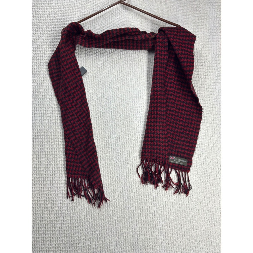 Dark Academia Unisex Unbranded 100% Cashmere Scarf OS Red Black Houndstooth
